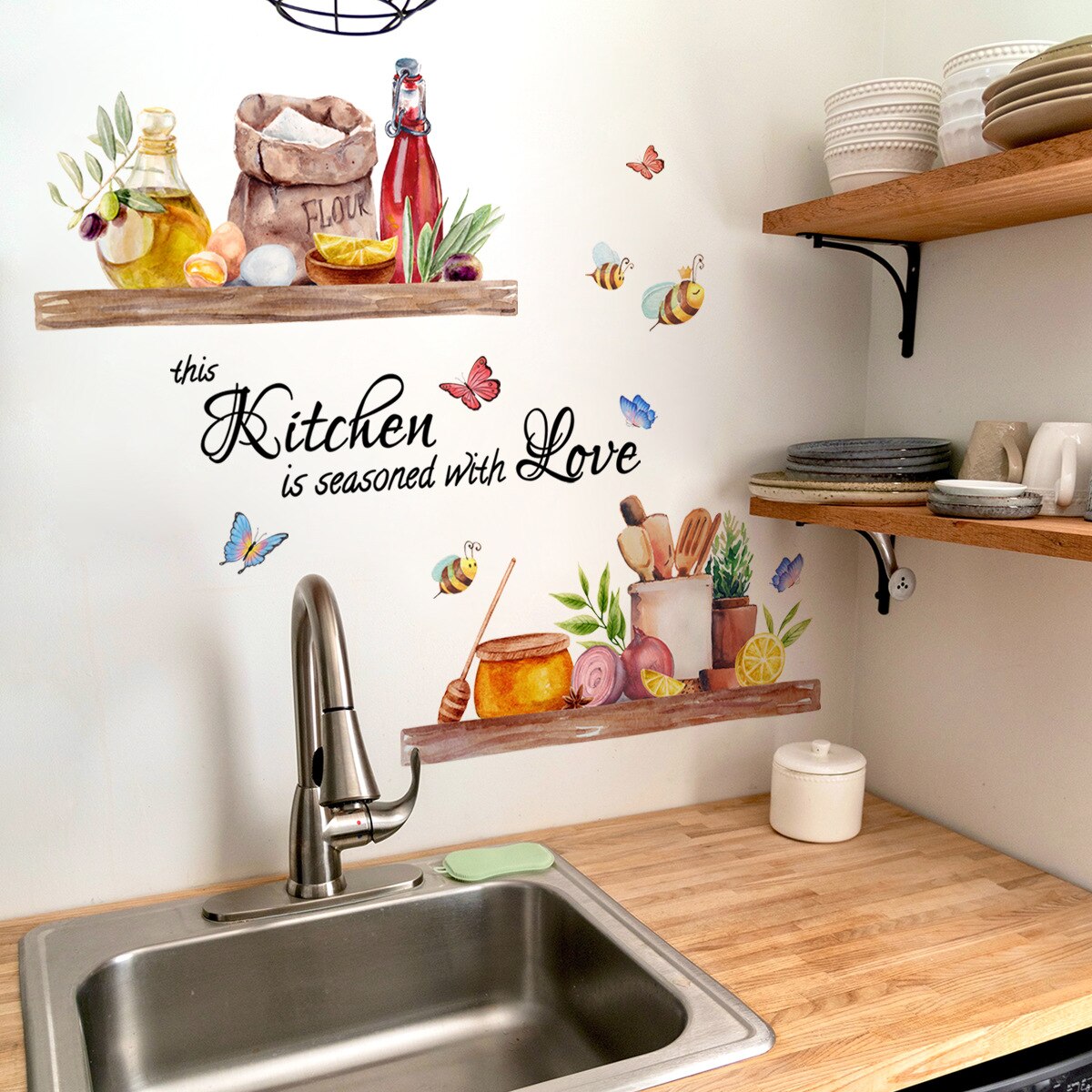Kitchen Bee Butterfly Cartoon Wall Sticker