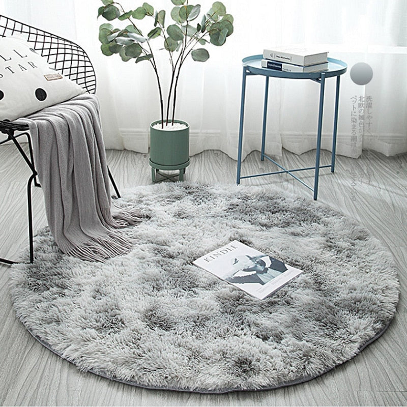 Silver Bubble Kiss Thick Round Rug