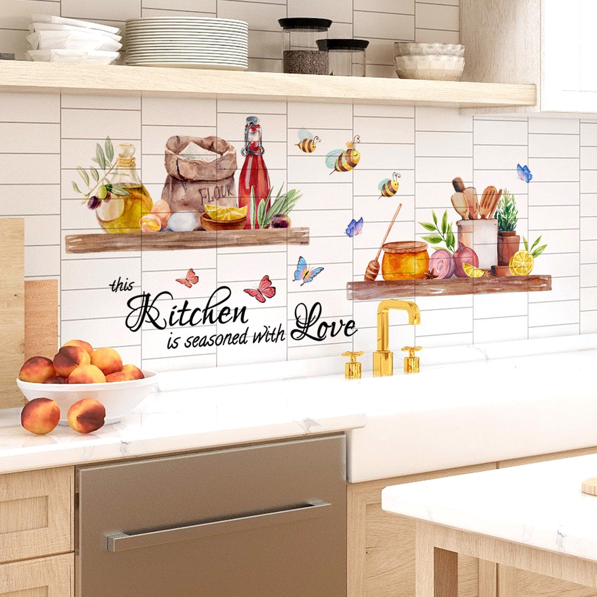 Kitchen Bee Butterfly Cartoon Wall Sticker