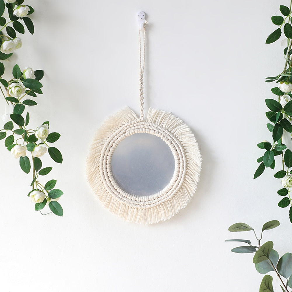 Boho Macrame Round Mirror